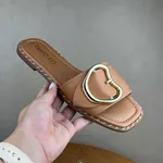 Rasteirinha Feminina Beira Rio Caramelo com Fivela Dourada