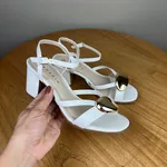 Sandália Feminina Ramarim Off White Com Dourado