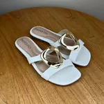 Rasteirinha Feminina Beira Rio Off White com Detalhe Dourado