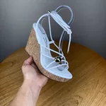 Sandália Anabela Feminina Vizzano Branca com Amarração