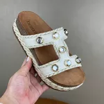 Papete Feminina Beira Rio Off White com Pedrarias