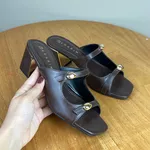 Tamanco Feminino Ramarim Marrom com Salto Bloco