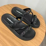 Papete Feminina Moleca Preta com Brilho