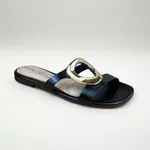 Rasteirinha Feminina Beira Rio Preta com Detalhe Dourado