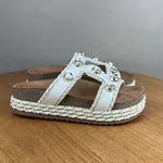 Papete Feminina Beira Rio Off White com Pedrarias