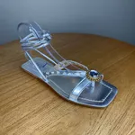 Rasteirinha Feminina A.B Prata com Amarração no Tornozelo