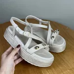 Papete Feminina Ramarim Off White com Plataforma