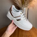 Tênis Feminino Ramarim Off White com Detalhes Dourados