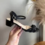 Sandália Feminina Moleca Preta Salto Baixo