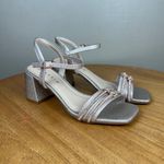 Sandália Feminina Ramarim Prata Metalizada com Salto Bloco e Strass