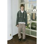 TRIM ZIPPED HOODIE - STONED GREEN