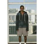 TRIM ZIPPED HOODIE - STONED BLACK
