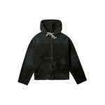 TRIM ZIPPED HOODIE - STONED BLACK