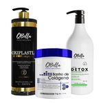 KIT QBELLA - OXIPLASTIA 1L - BANHO DE COLAGENO 1KG - SHAMPOO DETOX 1L 