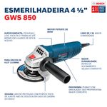 ESMERILHADEIRA 4.1/2" 0850W (GWS850) - BOSCH