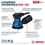 LIXADEIRA EXCÊNTRICA 250W (GEX125-1AE) 06013A80D0 110V/ 06013A80E0 220V - BOSCH