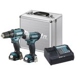 COMBO PARAFUSADEIRA/FURADEIRA + PARAFUSADEIRA DE IMPACTO A BATERIA 12V COM 2BATERIAS 2AH/ CARREGADOR E MALETA METALICA CLX228SAX- MAKITA 