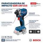 CHAVE DE IMPACTO BATERIA 18,0(GDR18V-215)SEM BATERIA / SEM CARREGADOR - BOSCH 