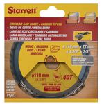 SERRA CIRCULAR METAL DURO PARA MADEIRA 110 X 40 4.3/8" CCS110-40BW - STARRETT