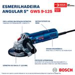 ESMERILHADEIRA 5" 0900W (GWS9-125) HD BOSCH - 06013960D1/ 06013960E1