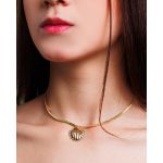 Choker Fita Concha Dourada