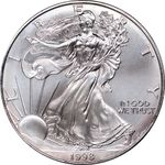 Moeda de Prata Certificada - Silver Eagle 1998 - MS69