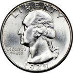 (5) Moeda de Prata 900 - 1/4 de dólar - Pré-1964