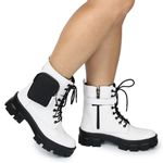 Coturno Tratorado Plataforma com Bolsinha - Verniz Branco