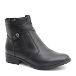 Bota Feminina em Couro Cano Curto Tiras - Preta