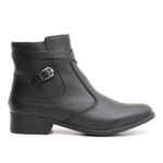 Bota Feminina em Couro Cano Curto Tiras - Preta