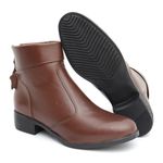 Bota Feminina em Couro Cano Curto Gola - Café