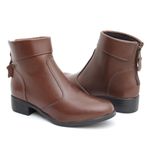 Bota Feminina em Couro Cano Curto Gola - Café