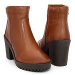 Bota Feminina em Couro Salto Médio - Caramelo