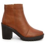 Bota Feminina em Couro Salto Médio - Caramelo