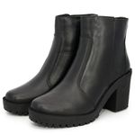 Bota Feminina em Couro Salto Médio - Preta