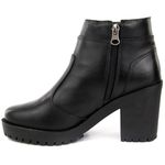 Bota Feminina em Couro Salto Médio Detalhe em Zíper - Preto