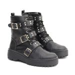 Bota Coturno Feminina Em Couro Legitimo Tiras com Tachas