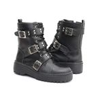 Bota Coturno Feminina Em Couro Legitimo Tiras com Tachas