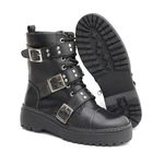 Bota Coturno Feminina Em Couro Legitimo Tiras com Tachas