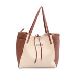 Bolsa Feminina Sacola Grande Antonela Caramelo e Marfim