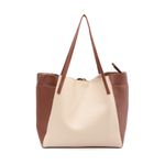 Bolsa Feminina Sacola Grande Antonela Caramelo e Marfim
