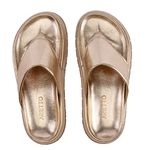 Sandália Fran Flatform de Dedo Dourada