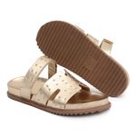Sandália Papete Feminina Helena Tachas Dourado