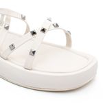 Sandália Mica Amarração com Detalhes em Pirâmide Off White