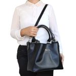 Bolsa Média Com Alça Mão e Transversal Gabi Preta