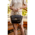 Bolsa Média Com Alça Mão e Transversal Livia Preta