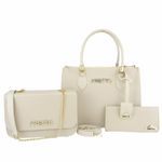 Kit 2 Bolsas Baú Grande e Pequena Mais Carteira Lisa - Marfim