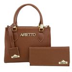 Kit Bolsa Baú Média e Carteira Lisa - Caramelo