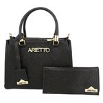 Kit Bolsa Baú Média e Carteira Lisa - Preta