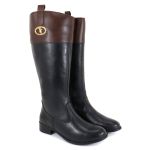 Bota Feminina em Couro Hipismo Montaria Cano Longo Preto